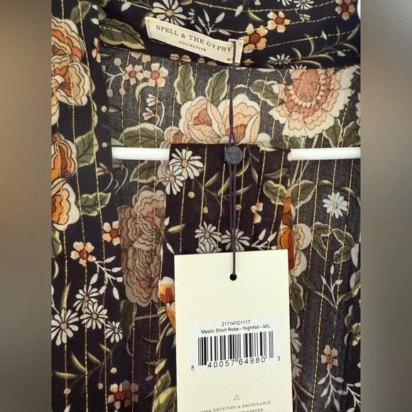 SPELL Mystic Nightfall Short Robe Kimono size M/L New with Tags - Picture 8 of 12